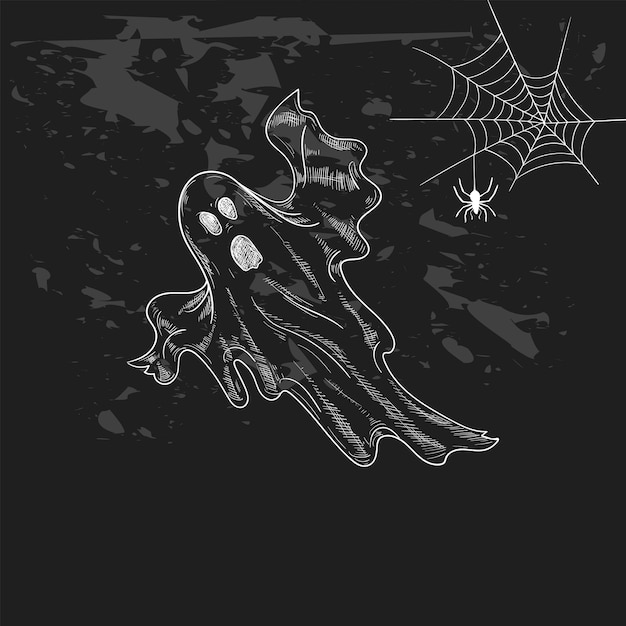 Vector halloween spooky ghost illustration