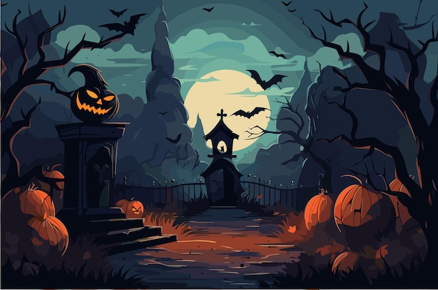 Хэллоуин жуткая и мрачная векторная иллюстрация на тему празднования