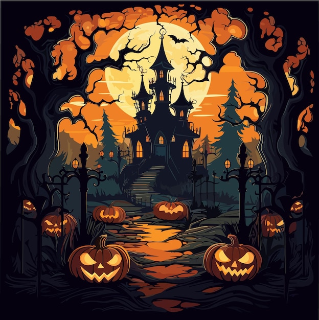 Halloween a spooky and gloomy vector illustration on the theme of celebration