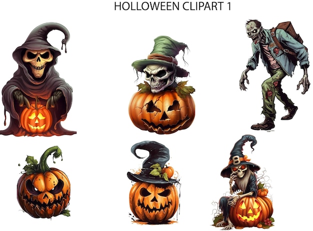 Halloween Spooky monsters clipart