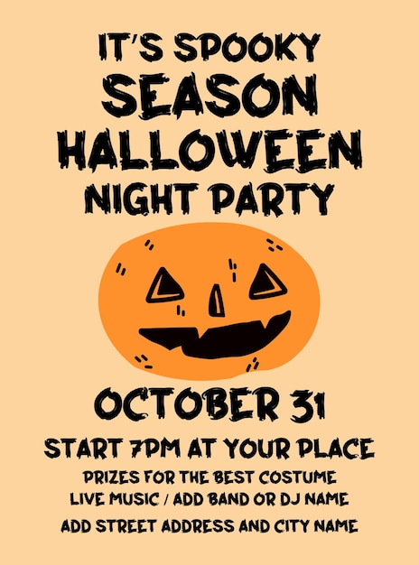 Halloween spooky night party poster flyer social media post design