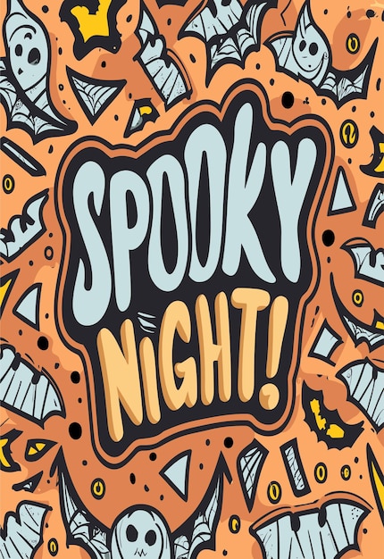 Vector halloween spooky night text clipart 2d vector design