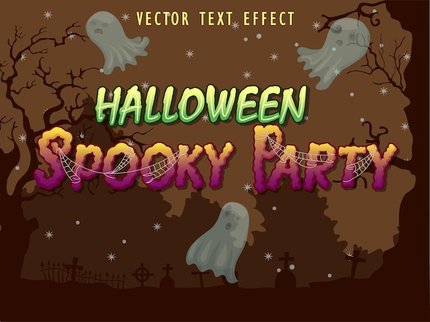 Halloween Spooky Party Text Effects Design Text Style Textured Background Vector illustration