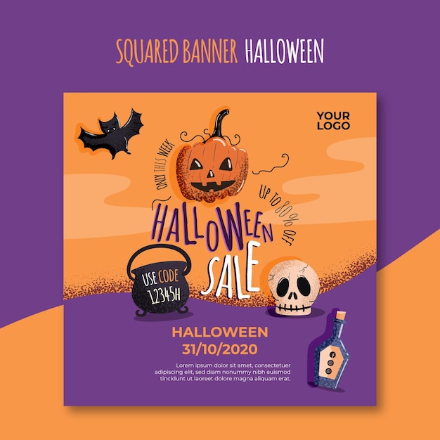 Vector halloween squared sale banner