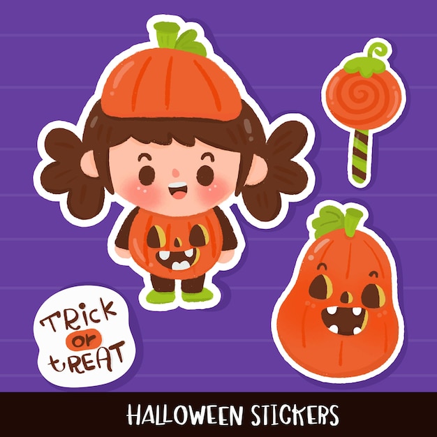 Halloween sticker decoration children wear fancy pumpkin kawaii cartoon