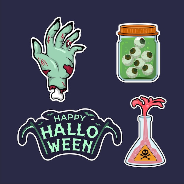 Halloween sticker pack, dead hand, jar of eyeball