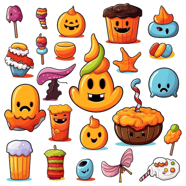 Halloween sticker vector set