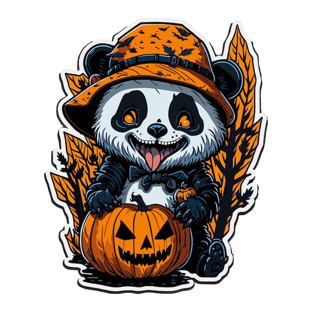 Halloween Stickers Panda Vector Ontwerp