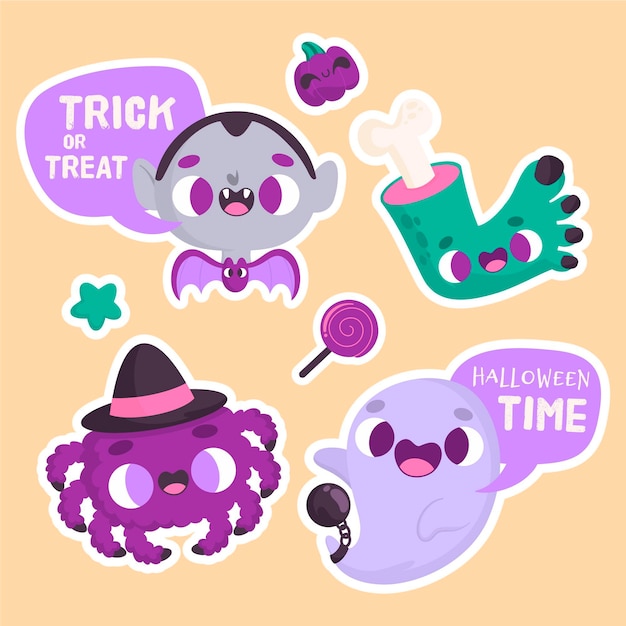 Vector halloween stickers with ghost and vampire