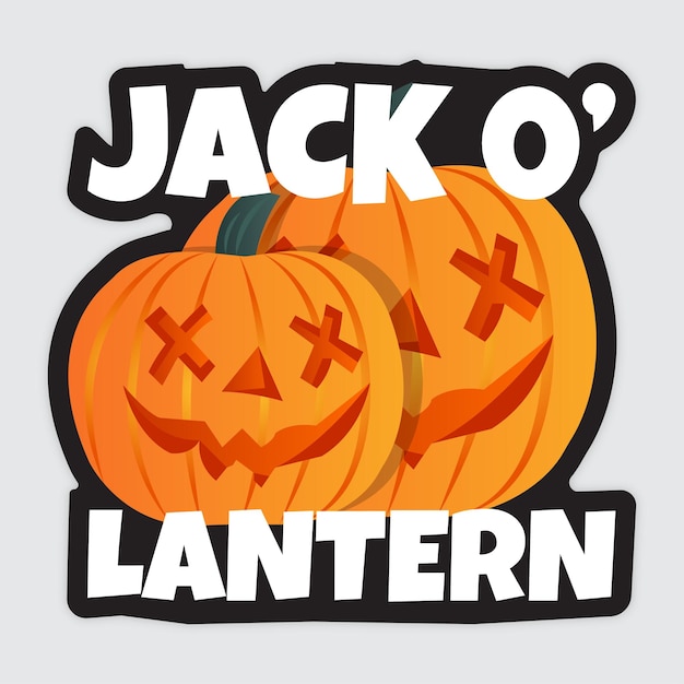 Halloween stickers with jack o' lantern pumpkin