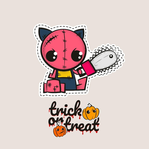 Halloween stitch zombie kitty voodoo doll Evil cat sewing monster kitty Trick or treat pumpkins