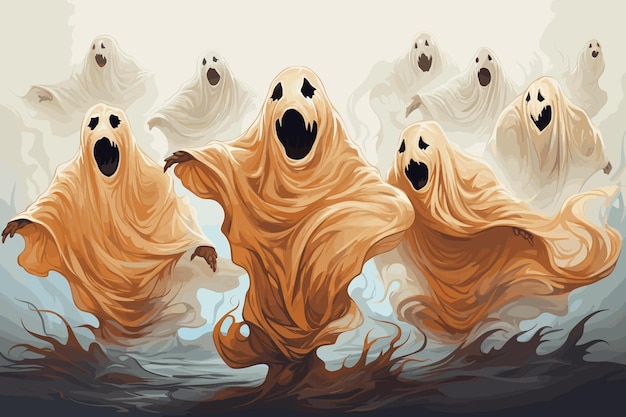 Halloween style ghost costume theme 3D illustration on white background