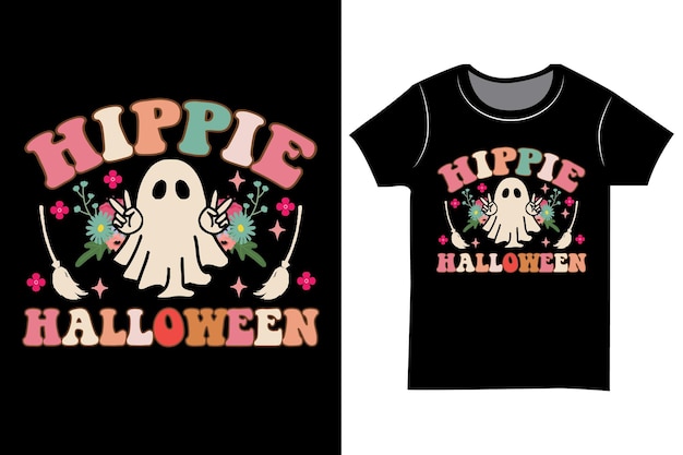 Halloween-sublimatie t-shirtontwerp. Cadeau overhemd. Hippie-Halloween.