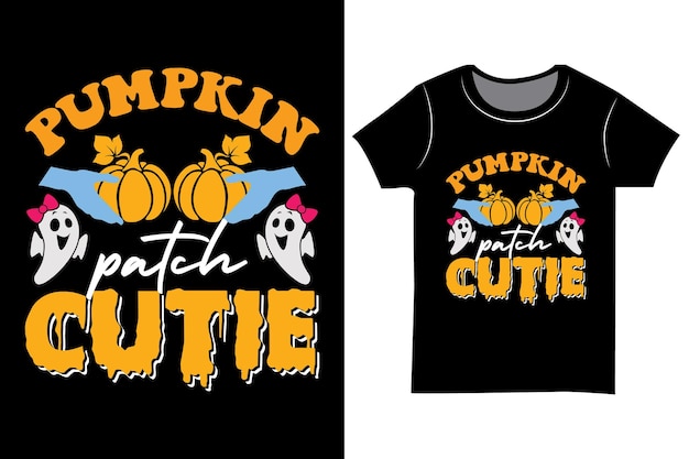 Halloween-sublimatie t-shirtontwerp. Cadeau overhemd. Pompoen patch schatje.