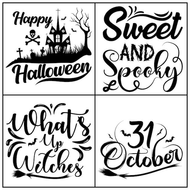 Vector halloween svg ambachten t-shirt ontwerp bundel