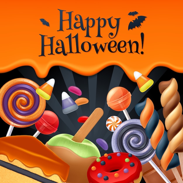 Vector halloween sweets colorful party background