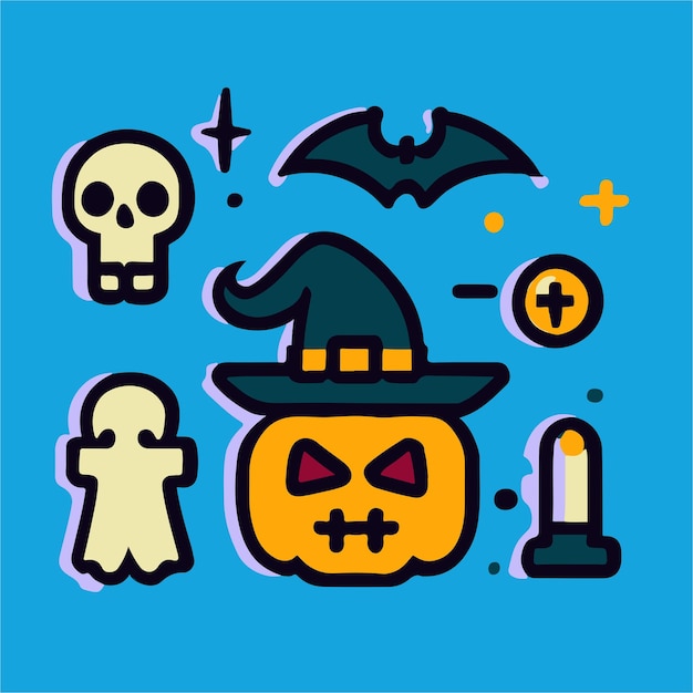 halloween symbol and sticker character cartoon