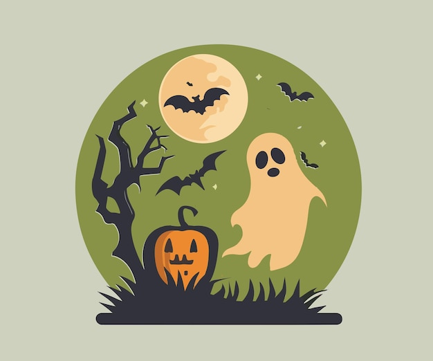 Halloween-symbolen met de hand getekende illustraties