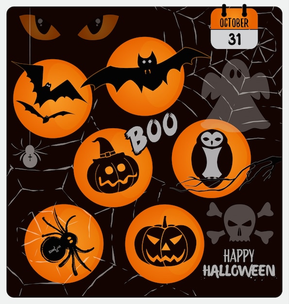 Halloween symbolen ontwerp set