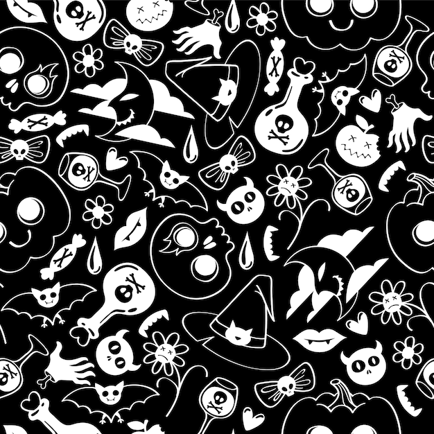 halloween symbols seamless pattern