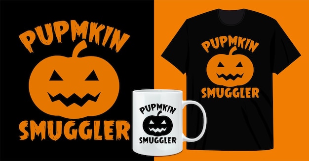 ベクトル ハロウィンtシャツとコーヒーマグのデザイン