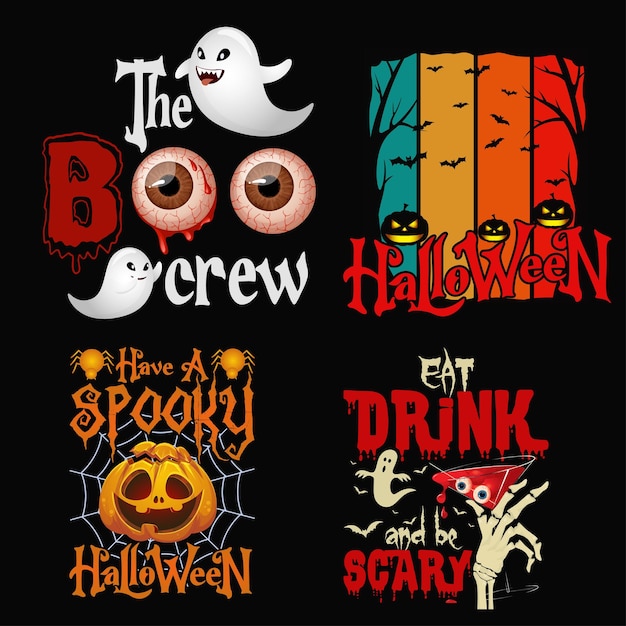 Halloween T-shirt bundel ontwerpsjabloon.