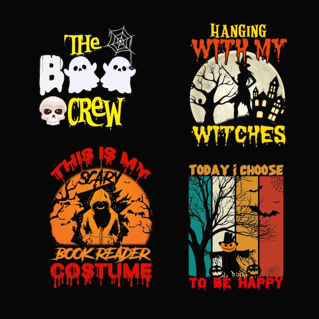 Halloween t-shirt bundel ontwerpsjabloon.