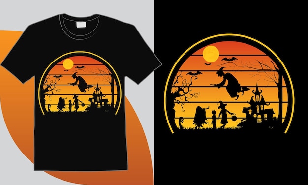 Vector halloween t-shirt design svg silhouette  vintage premium vector