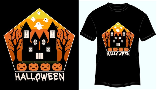Векторная иллюстрация дизайна футболки на Хэллоуин