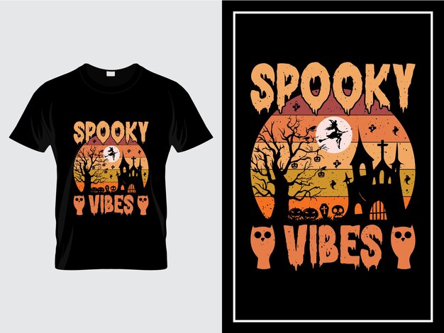 Halloween t-shirt ontwerp illustratie vector Spooky Vibes