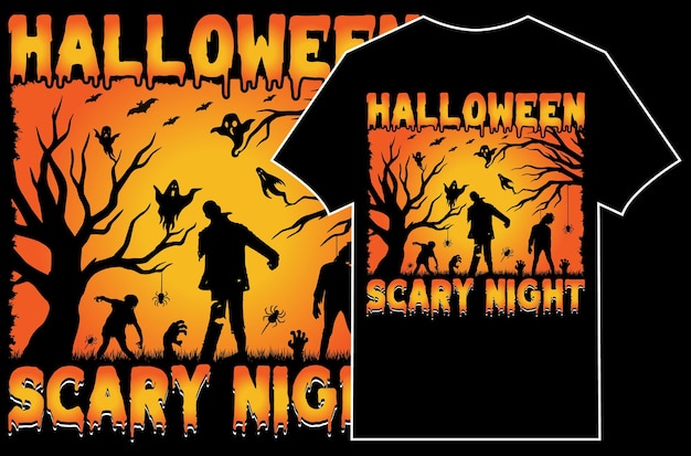 Halloween-t-shirtontwerp. Halloween enge nacht T-shirt.