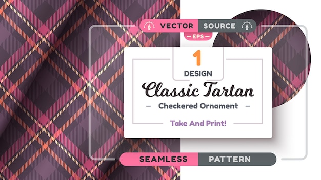 Vector halloween tartan seamless pattern merry christmas texture checkered scottish fabric