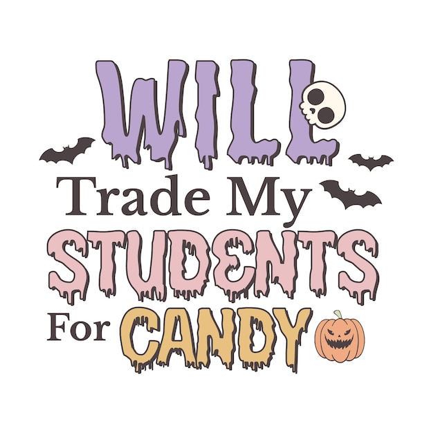 Vector halloween teacher png sublimation bundle