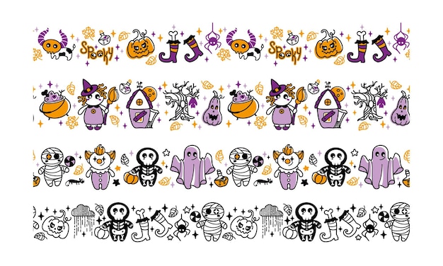 Vector halloween tekens halloween grenzen collectie set patronen voor frames vector