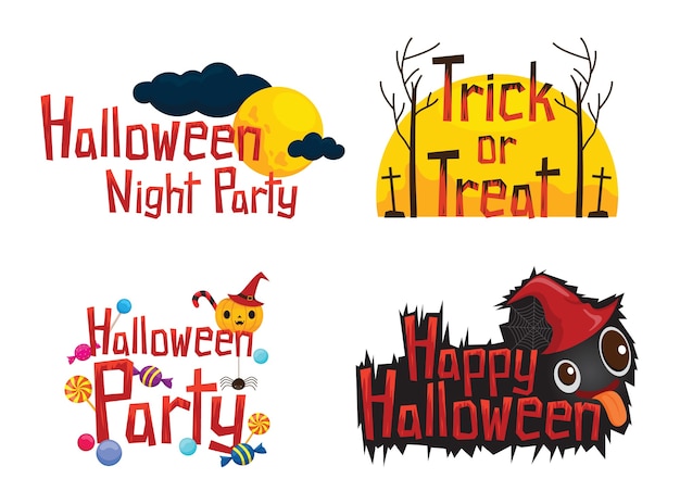 Halloween Teksten Design Element Set