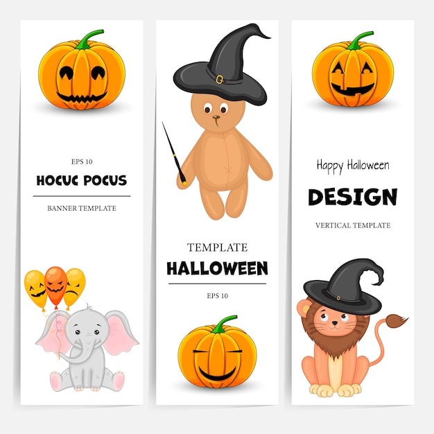 Modello di halloween per testo con attributi di vacanza illustrazione vettoriale in stile cartone animato