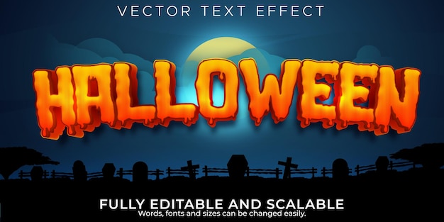 Halloween text effect, editable pumpkin and scary text style