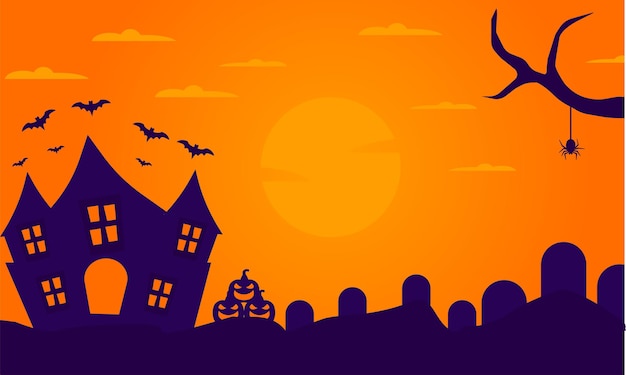 halloween theme background illustration vector design with copy space