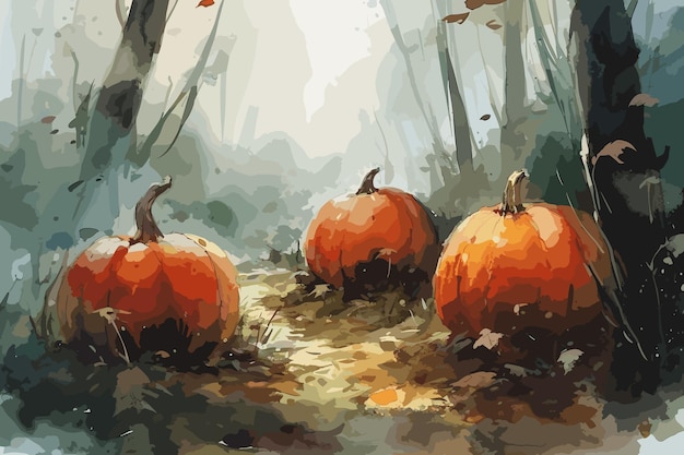 Halloween theme with pumpkins 3d illustration