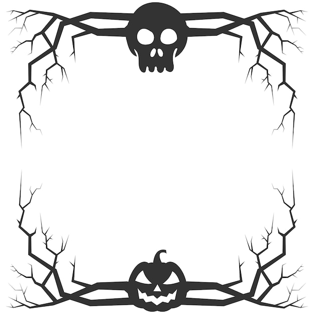 Halloween themed frame border with halloween dead tree and spider net