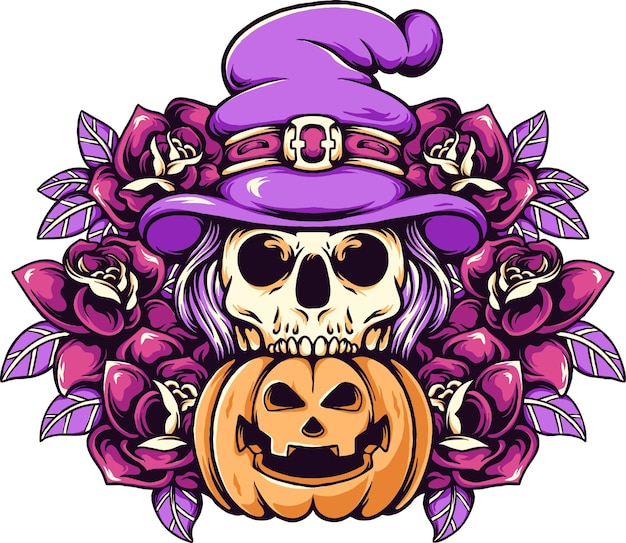 Halloween themed illustration design with a collaboration of roses