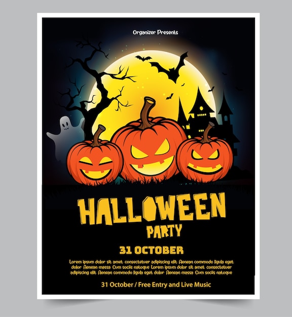 Vector halloween themed party poster