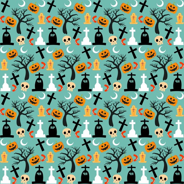 Vector halloween themed pattern wallpaper design background for use as artworks and covers