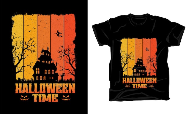 Vector halloween time t shirt design