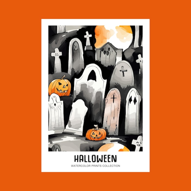 Halloween Tombstones Spooky Illustration