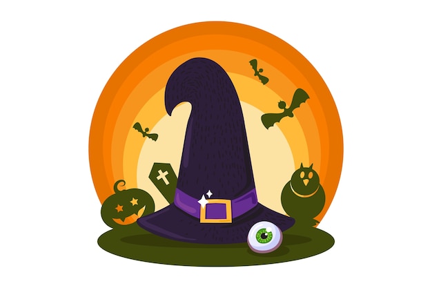 Halloween traditional witch hat illustration