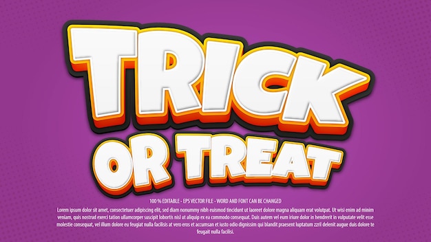 Halloween trick or treat 3D leuk bewerkbaar teksteffect