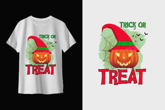 Halloween trick or treat aquarel t-shirt ontwerp