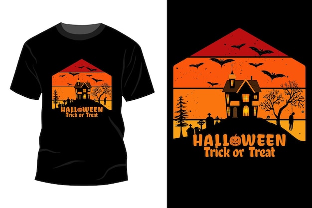 Halloween trick or treat t-shirt mockup ontwerp vintage retro