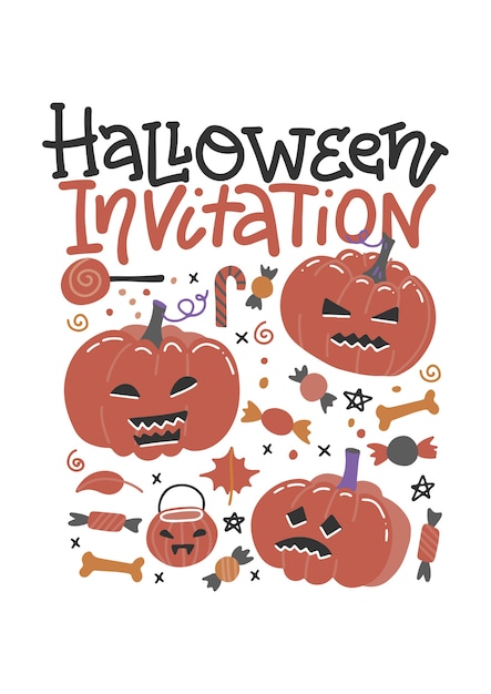 Halloween trick or treat uitnodigingssjabloon. Oktober vakantie feest uitnodiging flyer